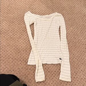 Abercrombie Kids White Striped Long Sleeve Tee